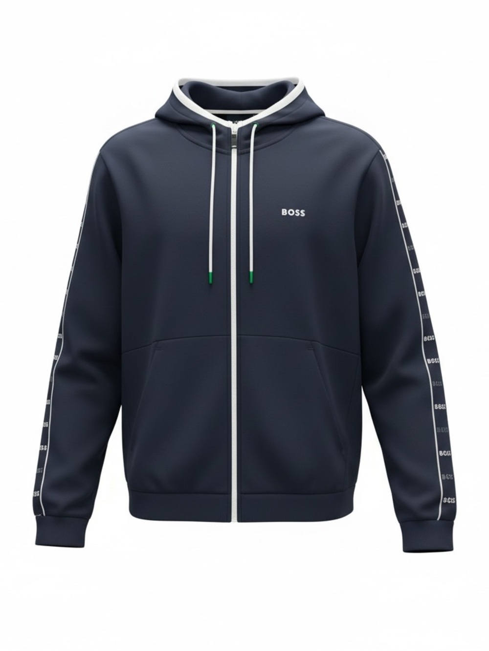 NWT Hugo Boss Navy & White Logo Full Zip Hoodie Size Small